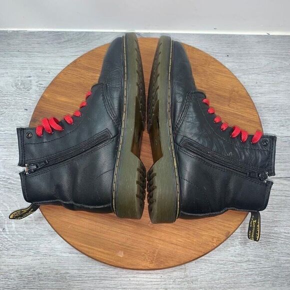 Dr Doc Martens Delaney Youth Size 3 Kids Black Leather Ankle Side Zipper Boots - Picture 7 of 10